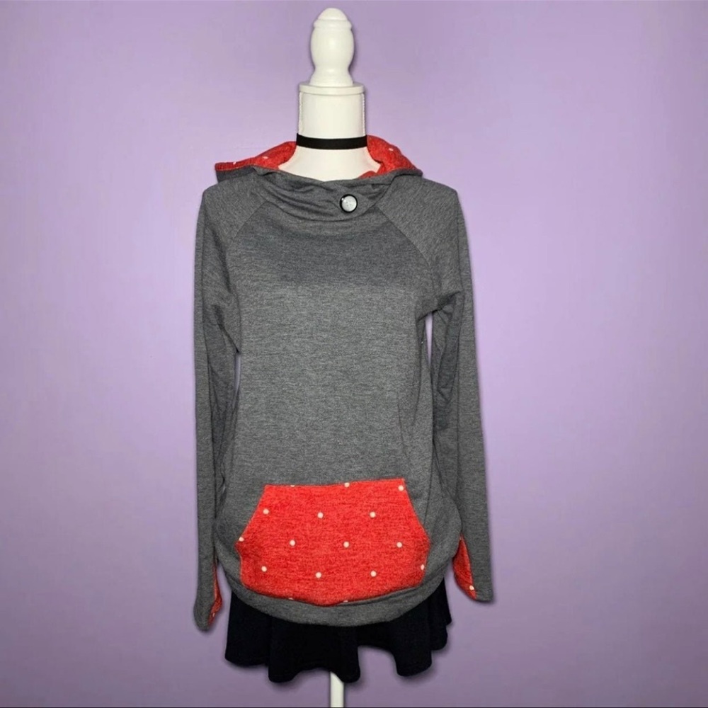 NEW Boutique Grey Polka Dot Hoodie
